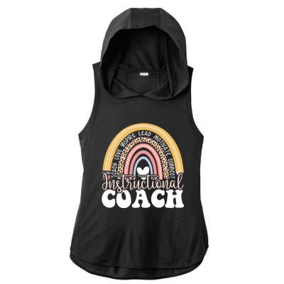 Instructional Coach Rainbow Leopard Academic Specialist Ladies PosiCharge Tri-Blend Wicking Draft Hoodie Tank