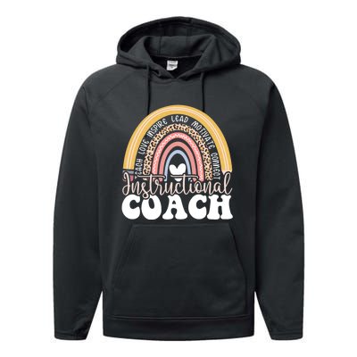 Instructional Coach Rainbow Leopard Academic Specialist Performance Fleece Hoodie