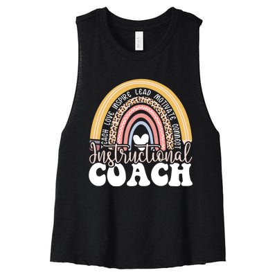 Instructional Coach Rainbow Leopard Academic Specialist Women's Racerback Cropped Tank