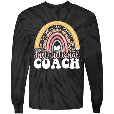 Instructional Coach Rainbow Leopard Academic Specialist Tie-Dye Long Sleeve Shirt