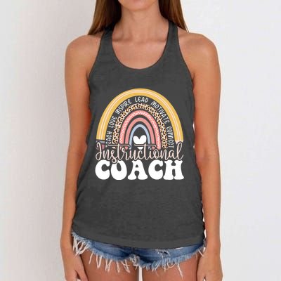 Instructional Coach Rainbow Leopard Academic Specialist Women's Knotted Racerback Tank