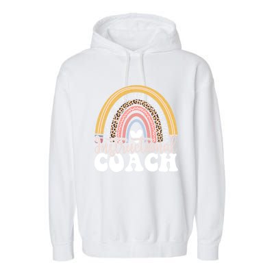 Instructional Coach Rainbow Leopard Academic Specialist Garment-Dyed Fleece Hoodie