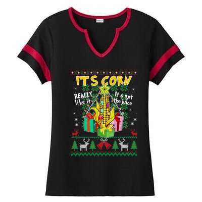 Its Corn Really Like It ItS Got The Juice Ugly Christmas Gift Ladies Halftime Notch Neck Tee