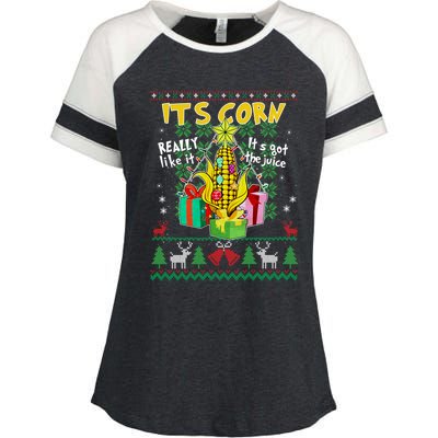 Its Corn Really Like It ItS Got The Juice Ugly Christmas Gift Enza Ladies Jersey Colorblock Tee