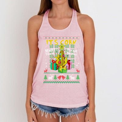 Its Corn Really Like It ItS Got The Juice Ugly Christmas Gift Women's Knotted Racerback Tank