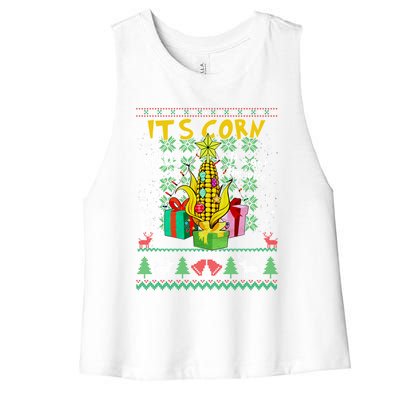 Its Corn Really Like It ItS Got The Juice Ugly Christmas Gift Women's Racerback Cropped Tank