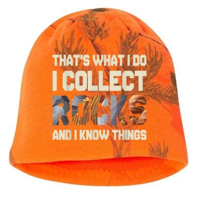 I Collect Rocks And I Know Things Geology Geologist Geode Kati - Camo Knit Beanie