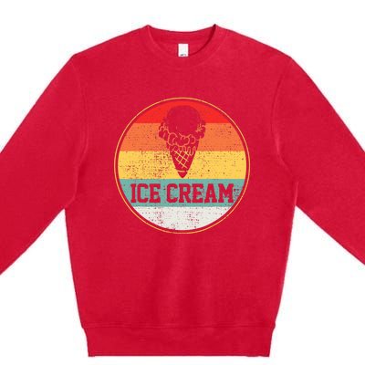 Ice Cream Retro Vintage Summer Treats Cone Cool Tee Premium Crewneck Sweatshirt