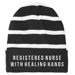 Israella Cincinsoko Registered Nurse With Healing Hands Striped Beanie with Solid Band