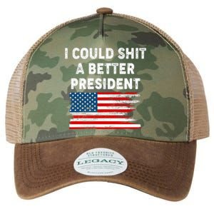 I Could Shit A Better President Distressed USA American Flag Legacy Tie Dye Trucker Hat