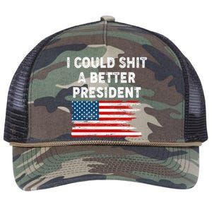 I Could Shit A Better President Distressed USA American Flag Retro Rope Trucker Hat Cap