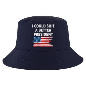 I Could Shit A Better President Distressed USA American Flag Cool Comfort Performance Bucket Hat