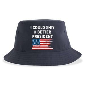 I Could Shit A Better President Distressed USA American Flag Sustainable Bucket Hat