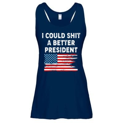 I Could Shit A Better President Distressed USA American Flag Ladies Essential Flowy Tank