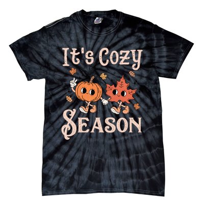 ItS Cozy Season Retro Pumpkin And Fall Leaf Autumn Tie-Dye T-Shirt