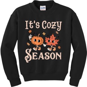 ItS Cozy Season Retro Pumpkin And Fall Leaf Autumn Kids Sweatshirt