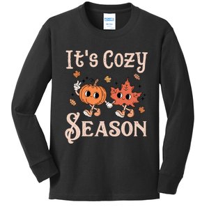 ItS Cozy Season Retro Pumpkin And Fall Leaf Autumn Kids Long Sleeve Shirt