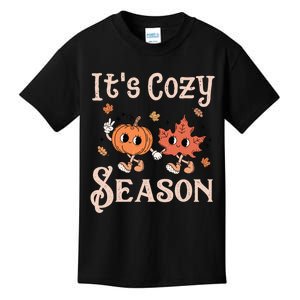 ItS Cozy Season Retro Pumpkin And Fall Leaf Autumn Kids T-Shirt