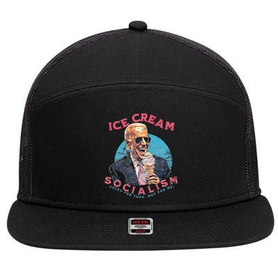 Ice Cream Socialism Rules for Thee Not for Me Joe Biden 7 Panel Mesh Trucker Snapback Hat