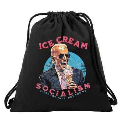 Ice Cream Socialism Rules for Thee Not for Me Joe Biden Drawstring Bag
