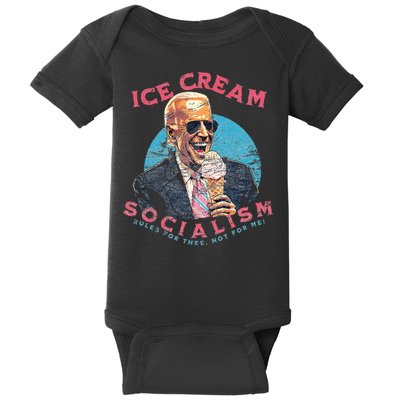 Ice Cream Socialism Rules for Thee Not for Me Joe Biden Baby Bodysuit