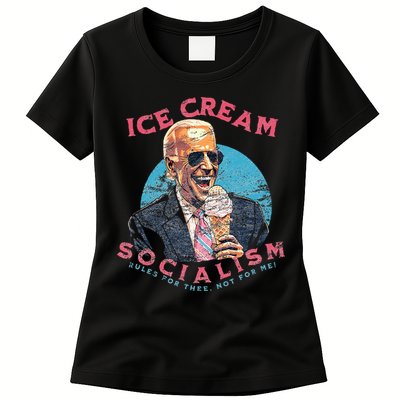 Ice Cream Socialism Rules for Thee Not for Me Joe Biden Womens T-Shirt