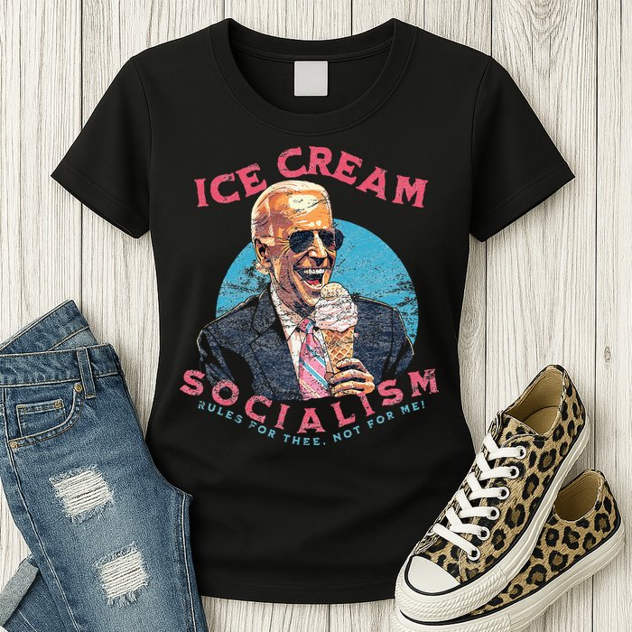Ice Cream Socialism Rules for Thee Not for Me Joe Biden Womens T-Shirt