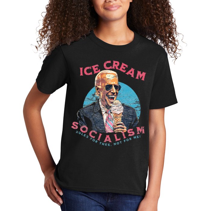 Ice Cream Socialism Rules for Thee Not for Me Joe Biden Kids T-Shirt