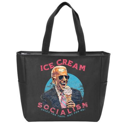 Ice Cream Socialism Rules for Thee Not for Me Joe Biden Zip Tote Bag