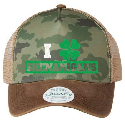I Clover Shenanigans Funny Irish St Patricks Day Shamrock Legacy Tie Dye Trucker Hat