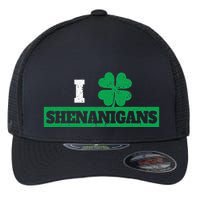 I Clover Shenanigans Funny Irish St Patricks Day Shamrock Flexfit Unipanel Trucker Cap