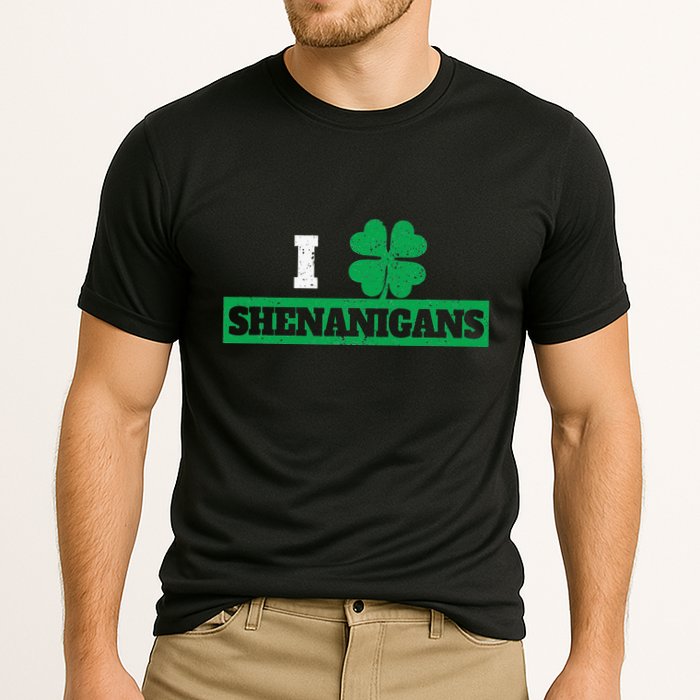 I Clover Shenanigans Funny Irish St Patricks Day Shamrock Performance Shirt