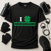 I Clover Shenanigans Funny Irish St Patricks Day Shamrock Performance Shirt