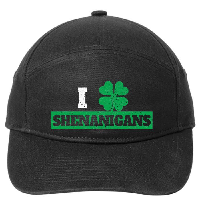 I Clover Shenanigans Funny Irish St Patricks Day Shamrock 7-Panel Snapback Hat