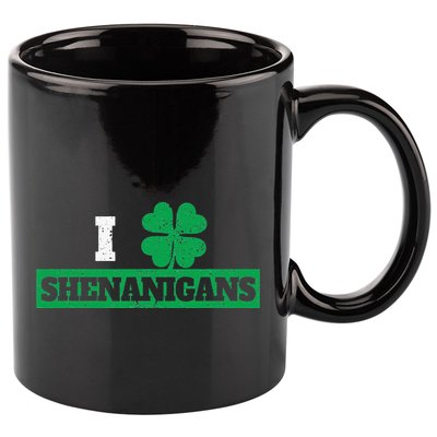 I Clover Shenanigans Funny Irish St Patricks Day Shamrock 11oz C Handle Ceramic Mug