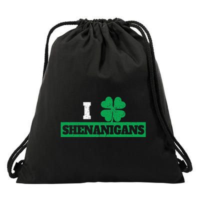I Clover Shenanigans Funny Irish St Patricks Day Shamrock Drawstring Bag