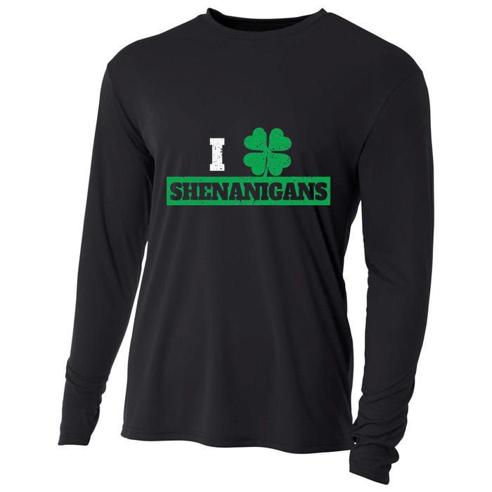 I Clover Shenanigans Funny Irish St Patricks Day Shamrock Cooling Performance Long Sleeve Crew