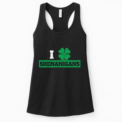 I Clover Shenanigans Funny Irish St Patricks Day Shamrock Womens Tank Top