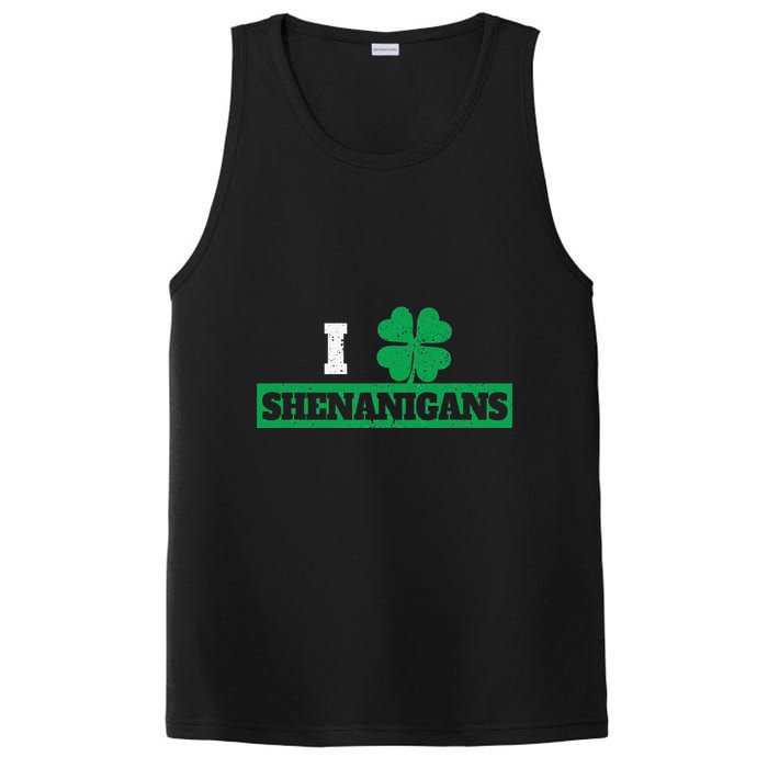 I Clover Shenanigans Funny Irish St Patricks Day Shamrock PosiCharge Competitor Tank