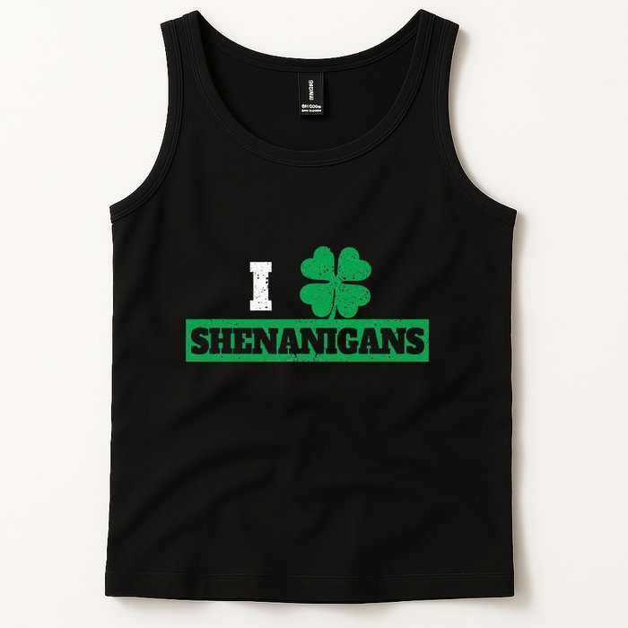 I Clover Shenanigans Funny Irish St Patricks Day Shamrock Tank Top