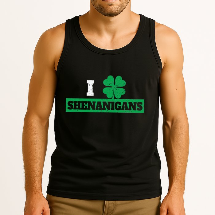 I Clover Shenanigans Funny Irish St Patricks Day Shamrock Tank Top