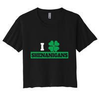 I Clover Shenanigans Funny Irish St Patricks Day Shamrock Crop Top