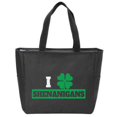 I Clover Shenanigans Funny Irish St Patricks Day Shamrock Zip Tote Bag