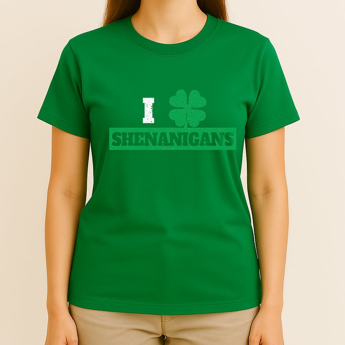 I Clover Shenanigans Funny Irish St Patricks Day Shamrock T-Shirt