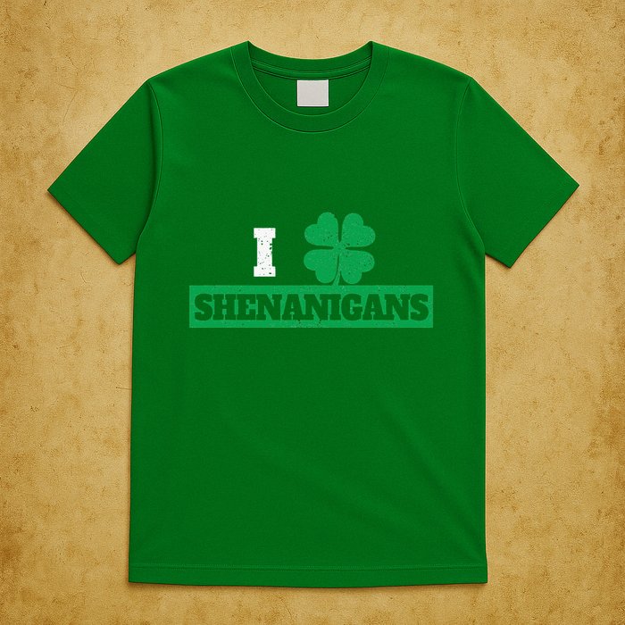 I Clover Shenanigans Funny Irish St Patricks Day Shamrock T-Shirt