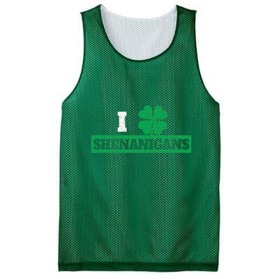 I Clover Shenanigans Funny Irish St Patricks Day Shamrock Mesh Reversible Basketball Jersey Tank