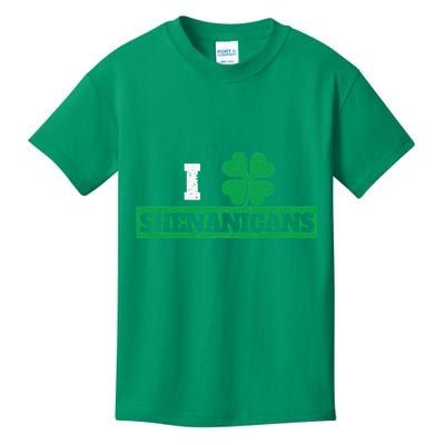 I Clover Shenanigans Funny Irish St Patricks Day Shamrock Kids T-Shirt