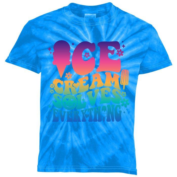 Ice Cream Solves Everything For National Ice Cream Day Gift Kids Tie-Dye T-Shirt