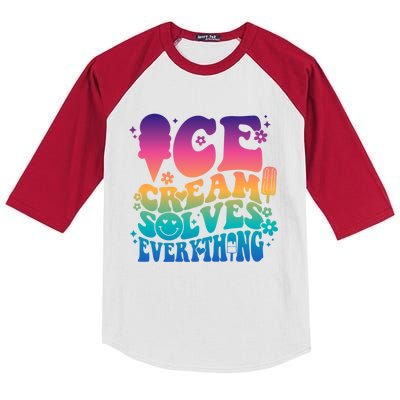 Ice Cream Solves Everything For National Ice Cream Day Gift Kids Colorblock Raglan Jersey