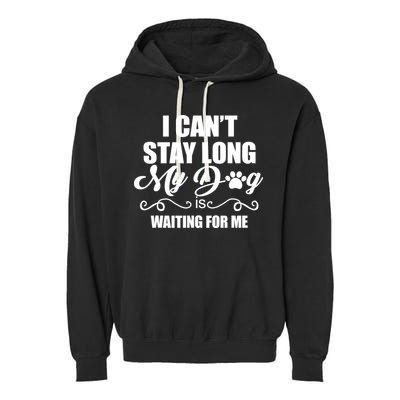 I CanT Stay Long My Dog Is Waiting For Me Funny Dog Lover Garment-Dyed Fleece Hoodie